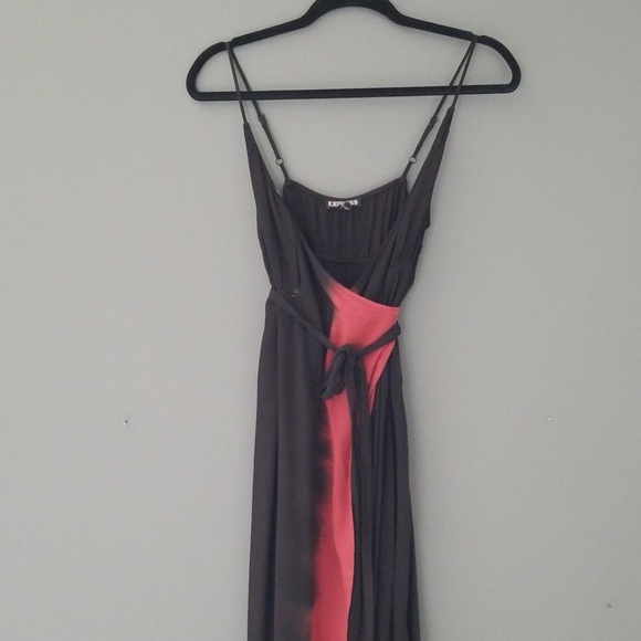 Express xs black and red belted wrap maxi dress - Picture 1 of 6